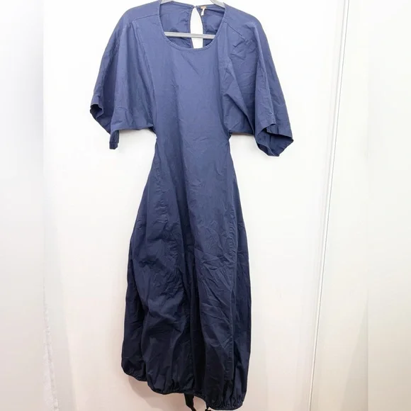 Free People Carmen Tee Navy Blue Midi Dress Open Back Size Medium - Picture 2 of 9